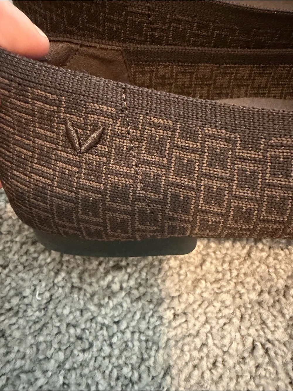 Vivaia square-toe knit flats geometric print 7.5 / 38.5